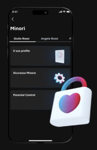 esempio di schermo dell'app con lucchetto per controllo parentale